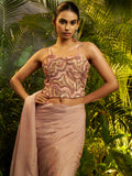 Stylish Peach Embroidery Tissue Reception Wear Saree With Blouse