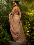 Stylish Peach Embroidery Tissue Reception Wear Saree With Blouse