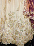 Glowing Cream Dori Work Tissue Weddings Wear Lehenga Choli With Dupatta