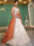 Elegant Cream Sequins Tissue weddings Wear Lehenga Choli With Dupatta
