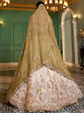 Precious Cream Zari Work Tissue Weddings Wear Lehenga Choli With Dupatta