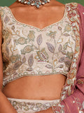 Pretty Cream Sequins Tissue weddings Wear Lehenga Choli With Dupatta