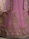 Stunning Mauve Zari Embroidered Organza Wedding Wear Lehenga Choli