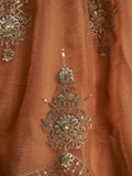 Graceful Peach Zari Embroidered Organza Traditional Lehenga Choli