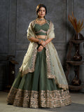 Royal Green Zari Work Organza Function Wear Lehenga Choli