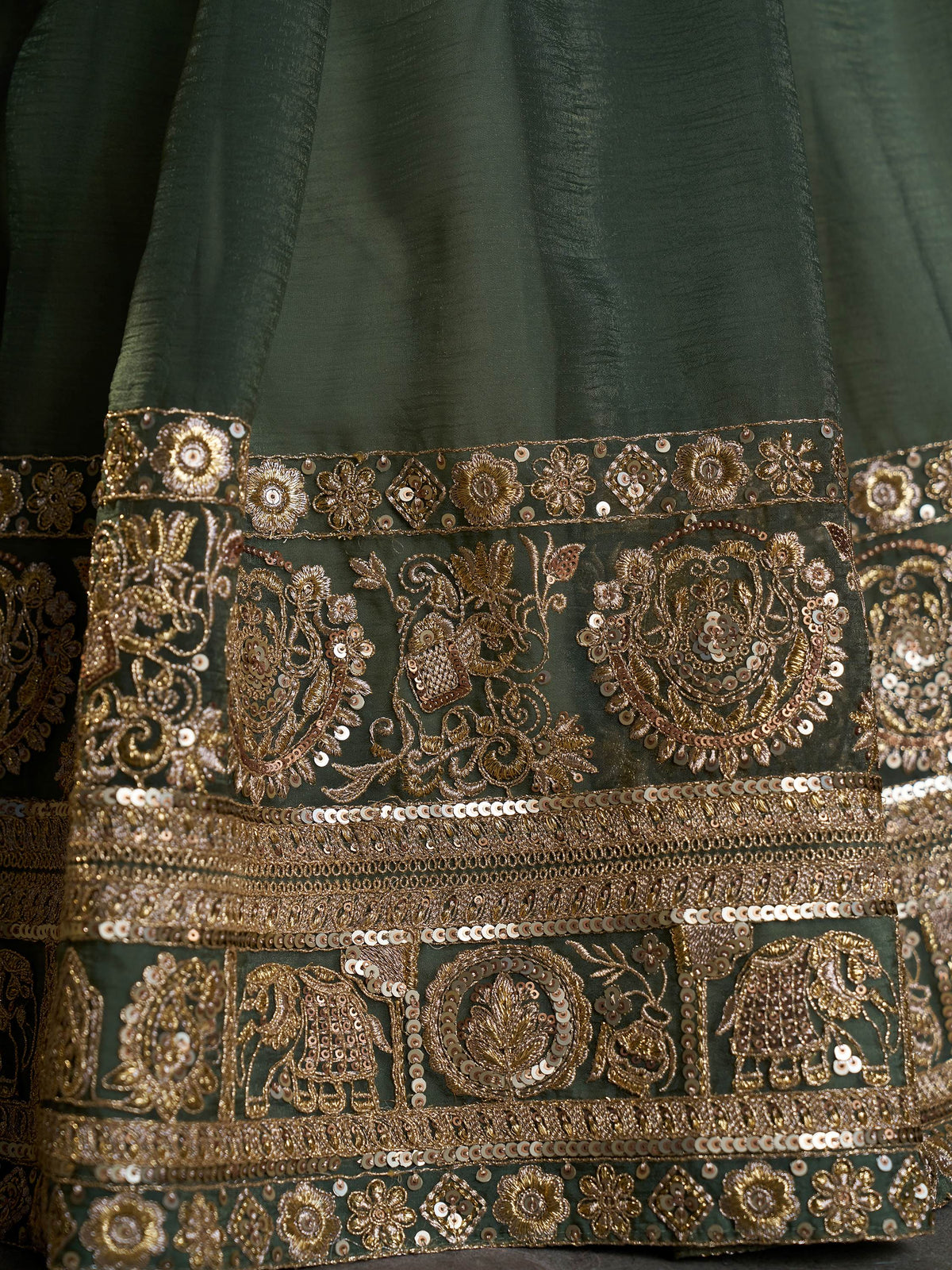 Royal Green Zari Work Organza Function Wear Lehenga Choli