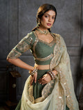 Royal Green Zari Work Organza Function Wear Lehenga Choli