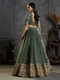 Royal Green Zari Work Organza Function Wear Lehenga Choli