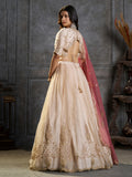 Enchanting Cream Zari Embroidered Organza Wedding Wear Lehenga Choli