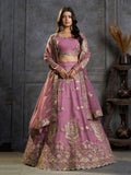 Majestic Mauve Zari Embroidered Organza Event Wear Lehenga Choli