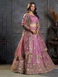 Majestic Mauve Zari Embroidered Organza Event Wear Lehenga Choli