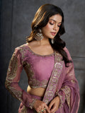 Majestic Mauve Zari Embroidered Organza Event Wear Lehenga Choli