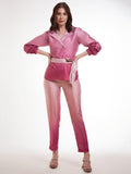 Fantastic Ombre Pink Printed Satin Party Wear Co-Ord Set