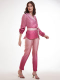 Fantastic Ombre Pink Printed Satin Party Wear Co-Ord Set