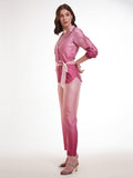 Fantastic Ombre Pink Printed Satin Party Wear Co-Ord Set