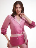 Fantastic Ombre Pink Printed Satin Party Wear Co-Ord Set