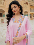 Elegant Pink Thread Embroidery Georgette Event Wear Gown With Dupatta