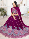 Sweet Purple Thread Work Georgette Bridesmaid Lehenga Choli
