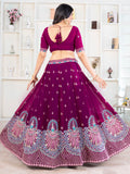 Sweet Purple Thread Work Georgette Bridesmaid Lehenga Choli