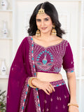 Sweet Purple Thread Work Georgette Bridesmaid Lehenga Choli
