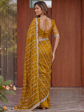 Graceful Yellow Sequins Satin Festival Wear Saree With Blouse