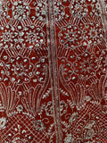 Elegant Orange Embroidered Net Wedding Lehenga Choli With Dupatta