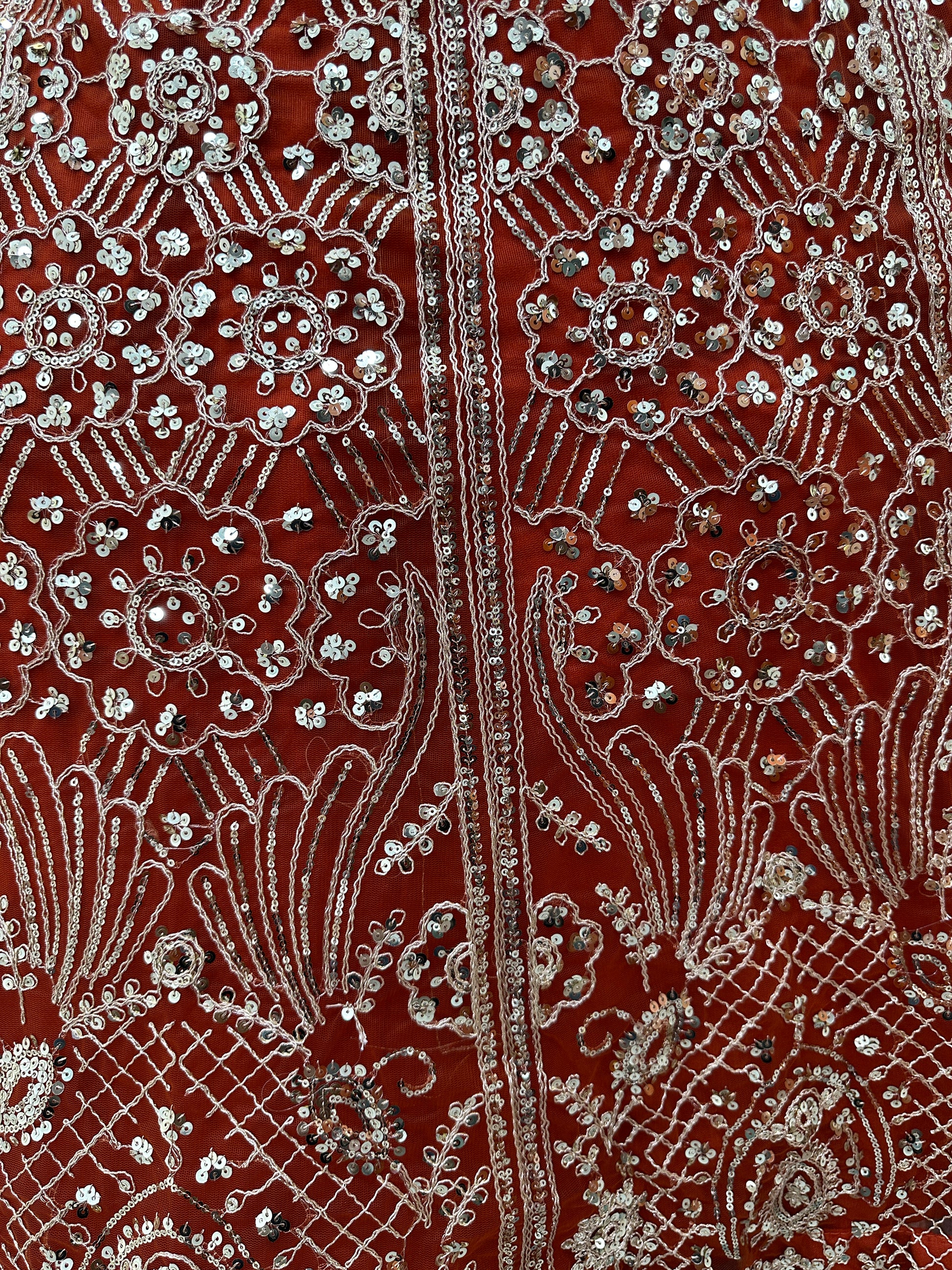 Elegant Orange Embroidered Net Wedding Lehenga Choli With Dupatta
