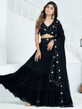 Stunning Black Georgette Party Wear Lehenga Embroidered Choli
