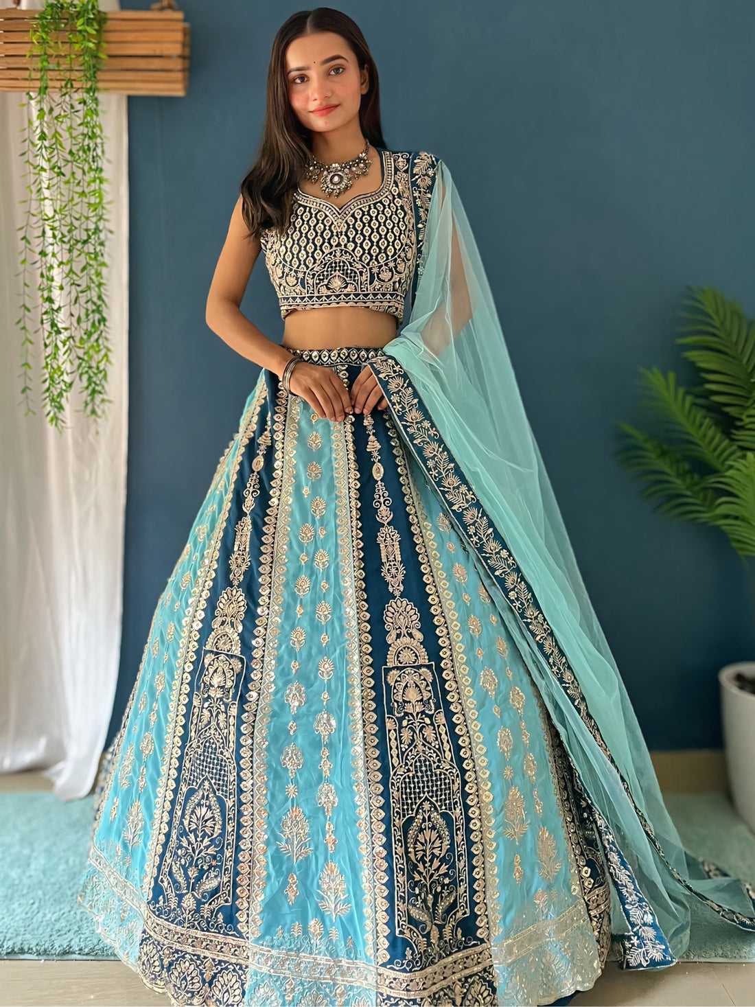 Astonishing Multi-Color Embroidered Georgette Wedding Lehenga Choli