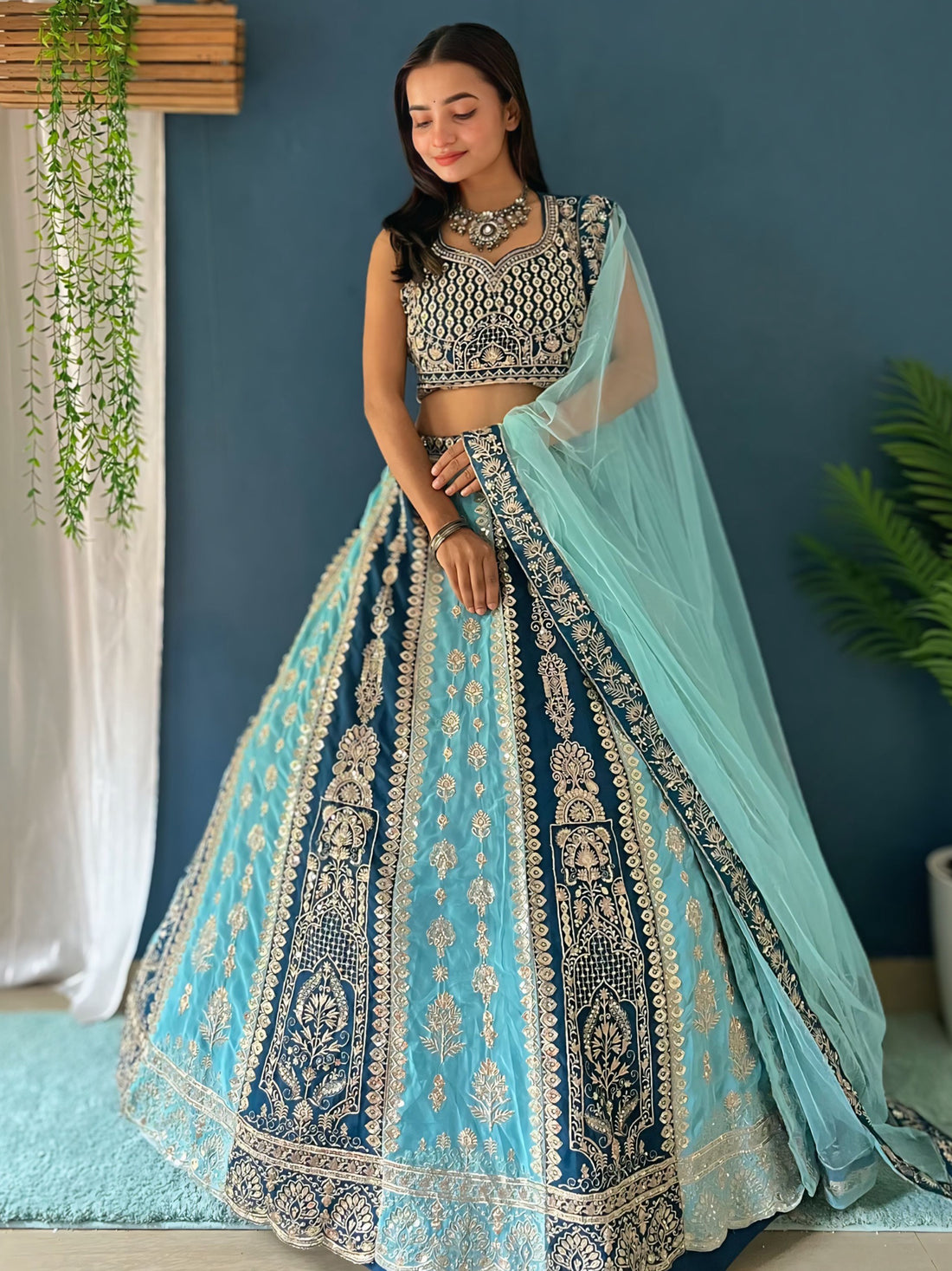 Astonishing Multi-Color Embroidered Georgette Wedding Lehenga Choli