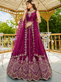 Elegant Wine Dori Embroidery Satin Function Wear Lehenga Choli