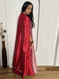 Wonderful Red Mirror Work Satin Crop-Top Sharara With Koti