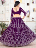 Fantastic Purple Sequins Georgette Wedding Lehenga Choli With Dupatta