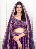 Fantastic Purple Sequins Georgette Wedding Lehenga Choli With Dupatta