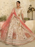Stellar Cream Thread Embroidered Silk Bridal Lehenga Choli With Dupatta