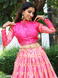 Marvelous Pink Digital Printed Tussar Silk Festival Wear Lehenga Choli