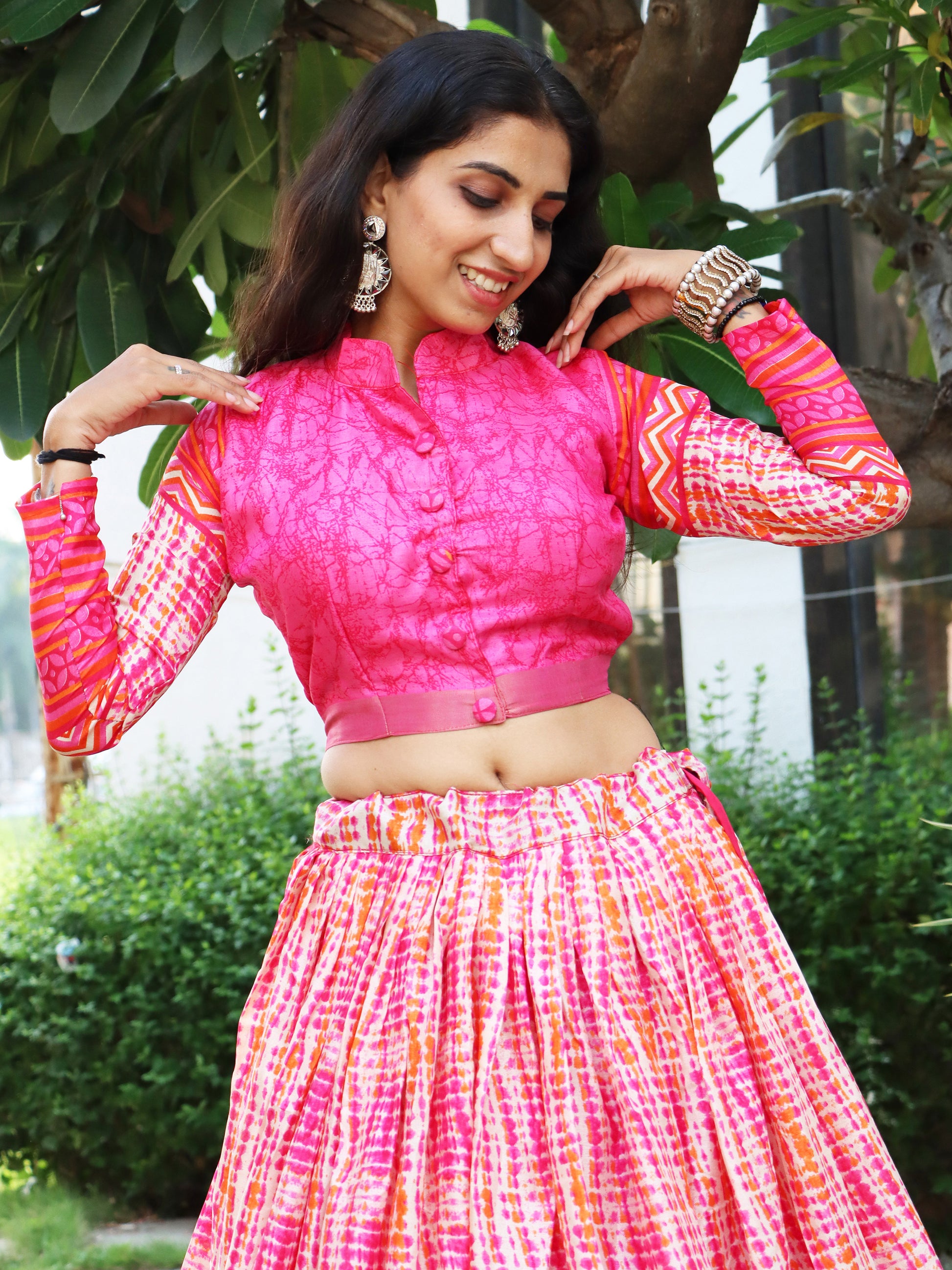 Marvelous Pink Digital Printed Tussar Silk Festival Wear Lehenga Choli