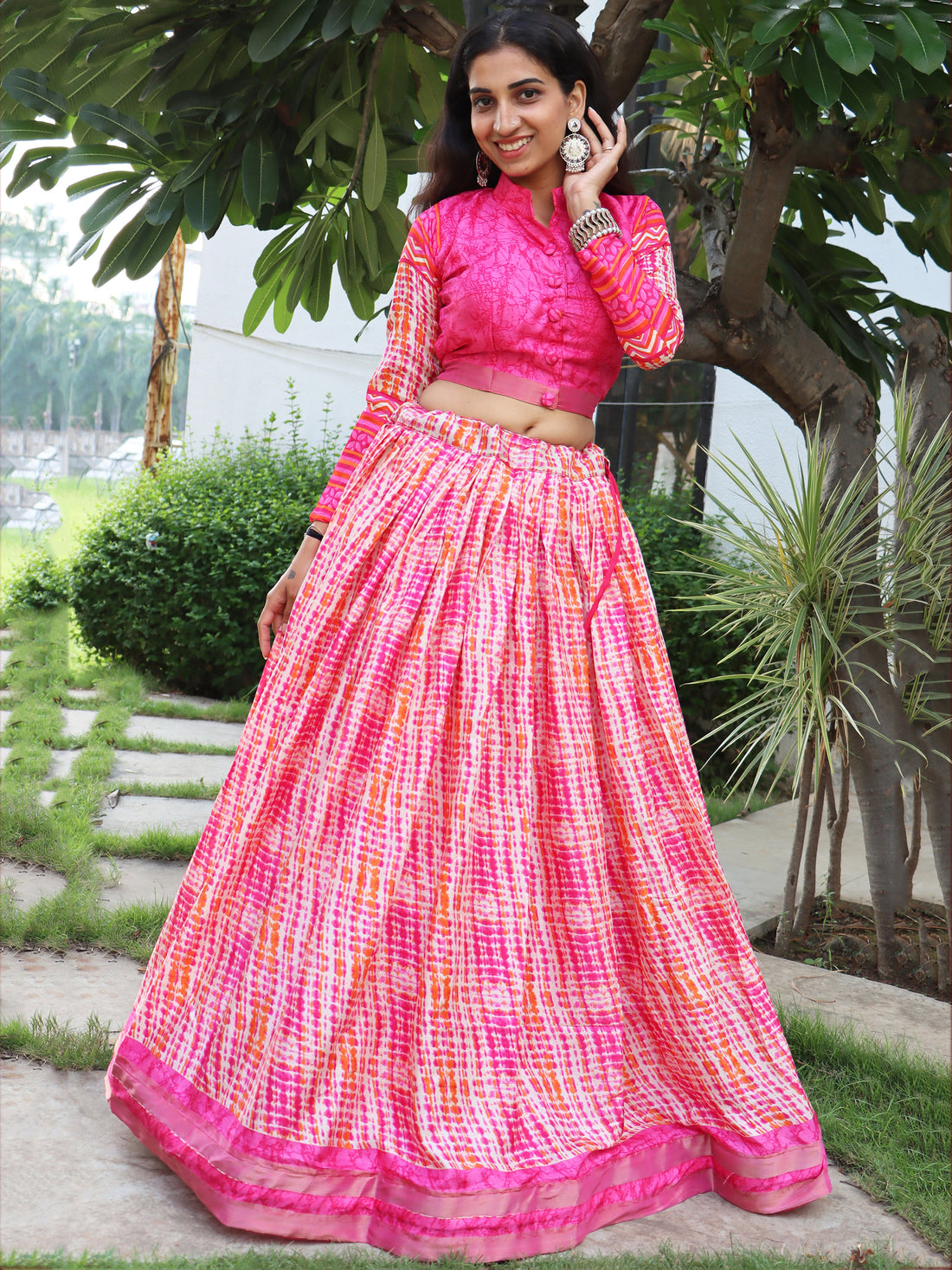 Marvelous Pink Digital Printed Tussar Silk Festival Wear Lehenga Choli