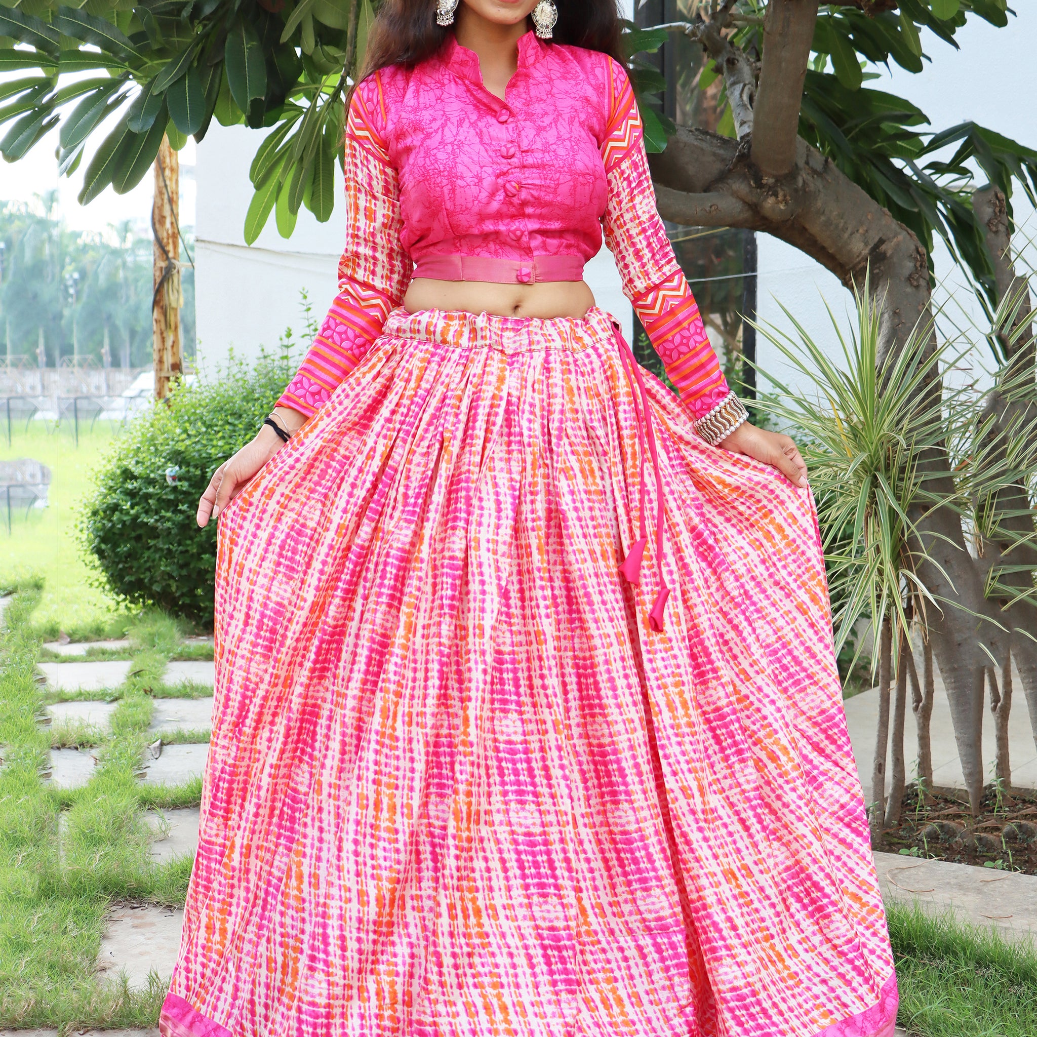 Marvelous Pink Digital Printed Tussar Silk Festival Wear Lehenga Choli