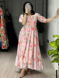 Great White Floral Printed Georgette Casual Wear Dress