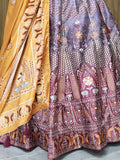 Beautiful Grey Digital Printed Art Silk Traditional Lehenga Choli