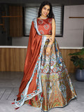 Attractive Multi-Color Printed Art Silk Lehenga Choli With Dupatta