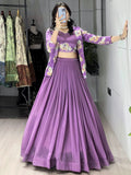Stylish Lavender Georgette Designer Lehenga Choli With Printed Jacket