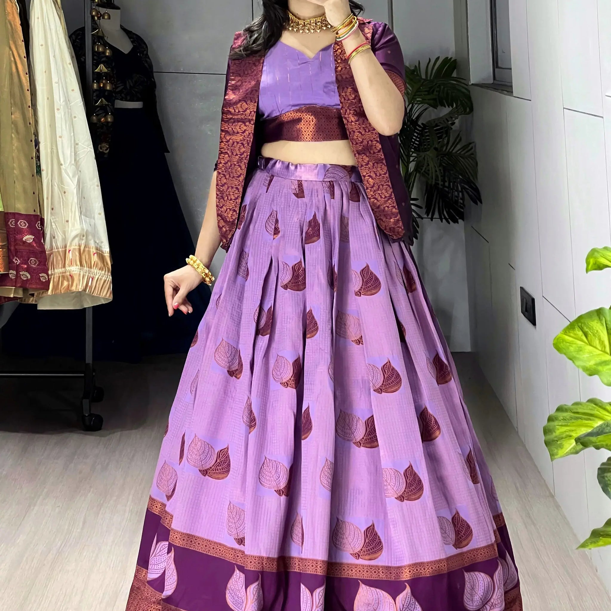 Notable Wine Zari Weaving Jacquard Silk Wedding Wear Lehenga Choli With Jacket