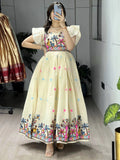 Regal Off White Floral Embroidery Cotton Casual Wear Dress