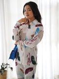 Stunning White Digital Printed Lycra Event Wear Co-Ord Set