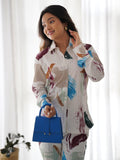 Stunning White Digital Printed Lycra Event Wear Co-Ord Set