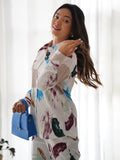 Stunning White Digital Printed Lycra Event Wear Co-Ord Set