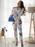 Stunning White Digital Printed Lycra Event Wear Co-Ord Set