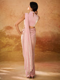Precious Baby Pink Organza Ready To Wear Designer Saree With Blouse